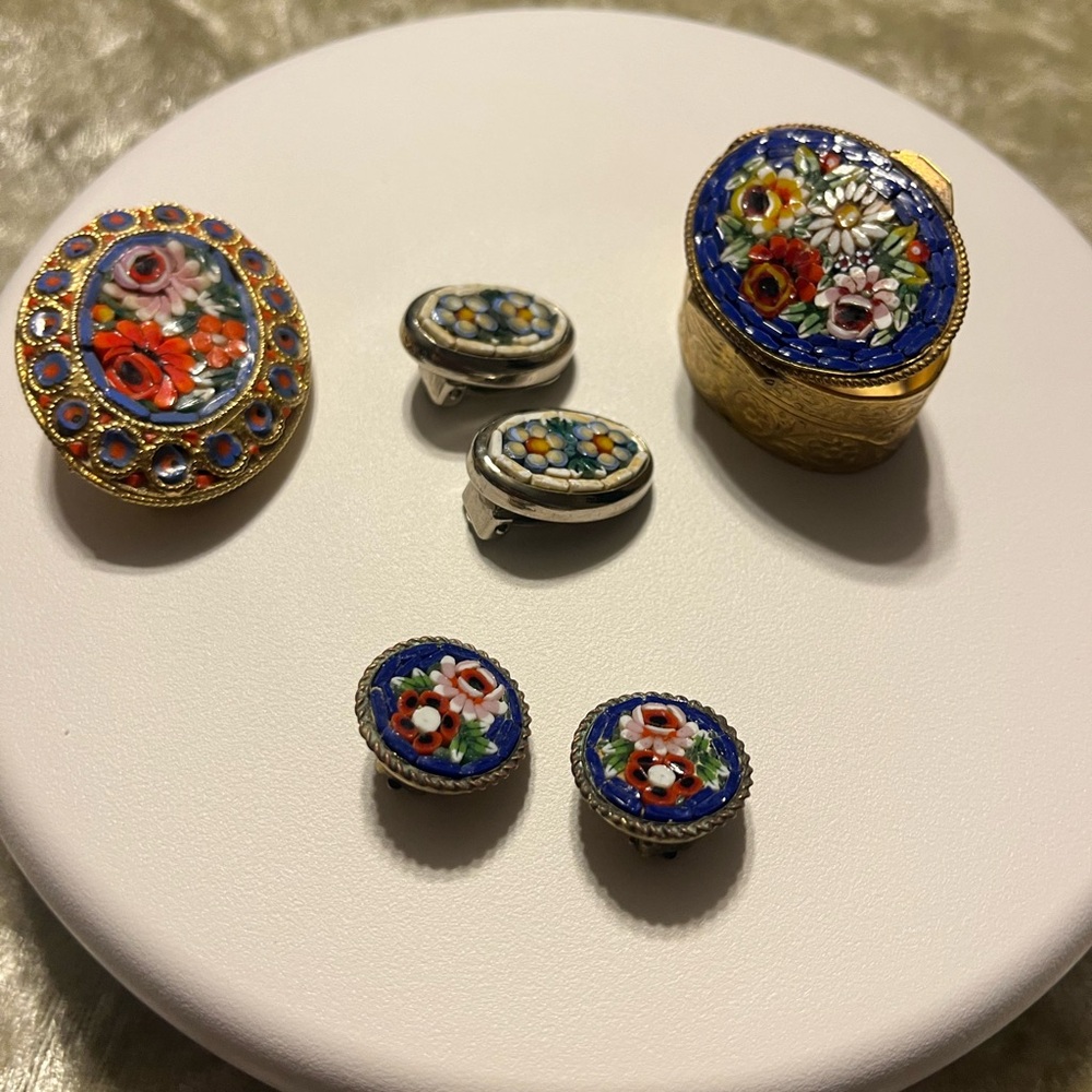 Floral  micro Mosaic multi Jewelry Set